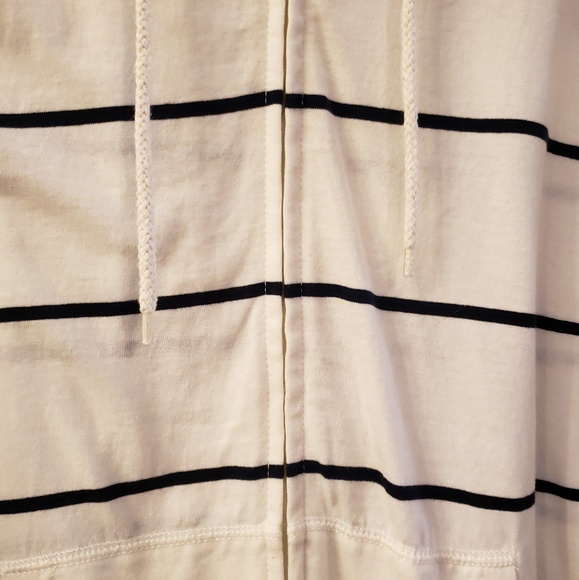 Old Navy black white striped light weight full zip - Picture 2 of 5